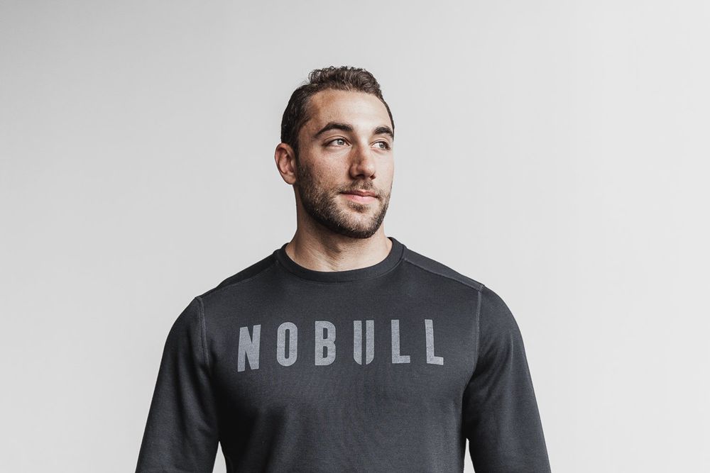 NOBULL Men's Crew Sweatshirts - Black - Ireland (3056GAFWU)